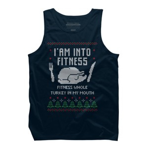 Men's Design By Humans Fitness Whole Turkey Ugly Christmas Sweater By shirtpublic Tank Top - 1 of 3