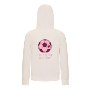 Everyday Kids Sports Collection Life-Is-Better-With-Goals Soccer Girls Zip Up Hoodie – Pink Heart Ball Graphic Sweatshirt - 1 of 4