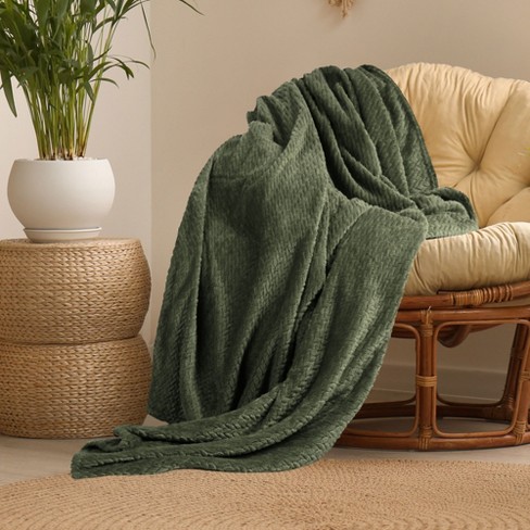  Fleece Blanket Plush Throw Blanket Olive Green Solid