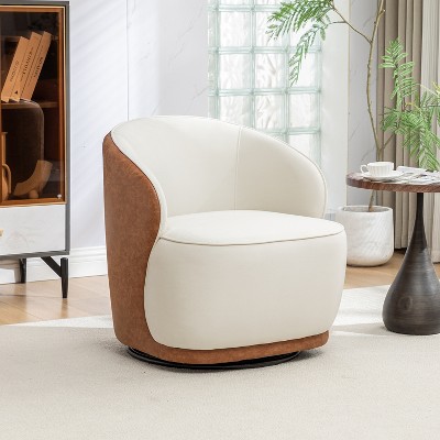 SEYNAR Modern Velvet and PU Leather 360 Degree Swivel Accent Chair