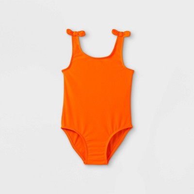 Toddler Girls One Piece Swimsuit Cat Jack Neon Orange 5t Target