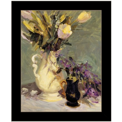 HomeRoots Tulips and Lavender Black Framed Print Wall Art