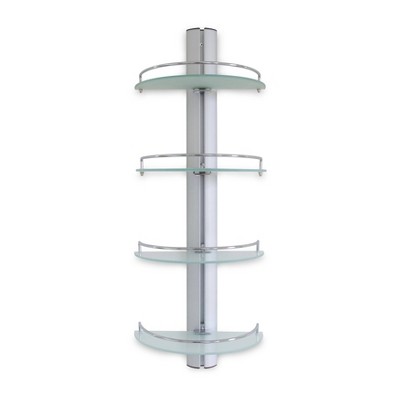 4 Tier Wall Mount Adjustable Glass Shelving Unit with Aluminum Bars - Danya B.