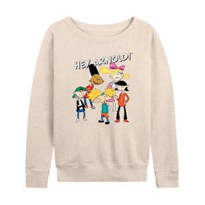 Women's - Hey Arnold! - Group Shot Lightweight French Terry Wide Neck Long Sleeve Shirt - 1 of 4