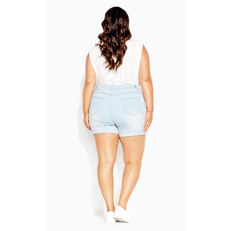 Women's Plus Size Short Hi Rise Corset Waistband Short - light denim | CITY CHIC, 3 of 6
