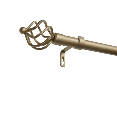 Gold Iron Adjustable Curtain Rod with Twisted Finials