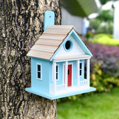 Cape Cod Blue and White Pinewood Birdhouse