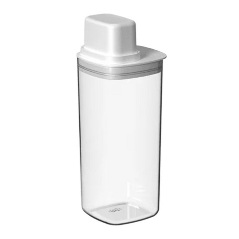 OU Airtight Food Storage Container, 6 cup Clear Plastic Food Storage Container with Measuring Cup Lid for Dry Goods, Space Saving Kitchen Organizer