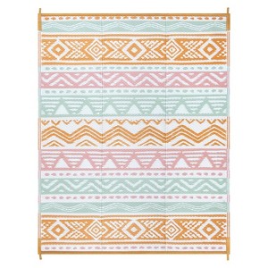 Lahome Waterproof Outdoor Back to College Series Reversible Boho Plastic Straw Mat for Patio,Balcony,Deck - 1 of 4