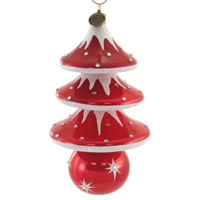 Blu Bom 6.25" Christmas Tree Drop On Ball Ornament Red White Tannebaum  -  Tree Ornaments