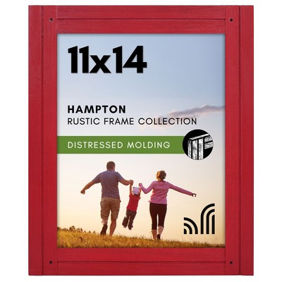 Americanflat 11x14 Picture Frame with Polished, Crystal Clear Glass - Hampton Collection - Distressed Wood Picture Frames for Wall Display - Red