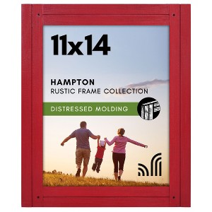 Americanflat 11x14 Picture Frame with Polished, Crystal Clear Glass - Hampton Collection - Distressed Wood Picture Frames for Wall Display - Red - 1 of 1