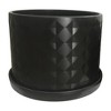 Sagebrook Home Set of 2 Ceramic Planters - 10" & 12" Black Planters on Saucers - Contemporary Diamond Design For Indoor or Outdoor Plants, Succulents - 4 of 4