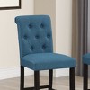 Roundhill Furniture Leviton Solid Wood Tufted Asons Barstool, Blue, Set of 2 - 3 of 4
