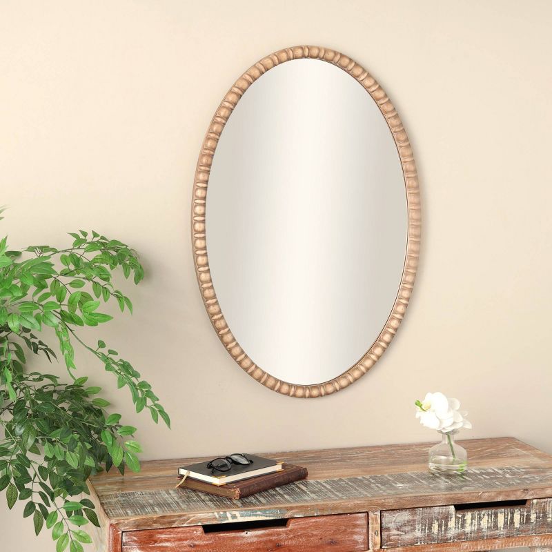 37&#34;x25&#34; Wooden Wall Mirror with Beaded Inspired Frame Brown - Olivia &#38; May, 2 of 9