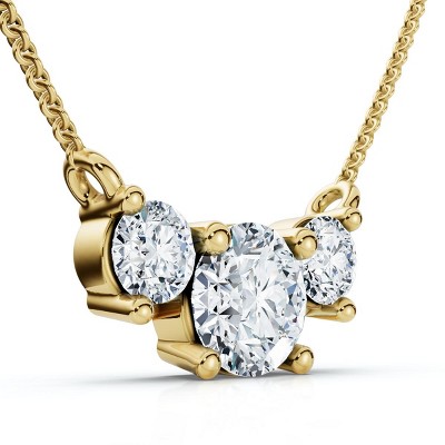 Pompeii3 1Ct Diamond 3-Stone Pendant Necklace 14k Gold Lab Created