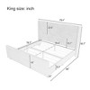 Queen/KIng Size Upholstered Platform Bed Frame with High Wingback Headboard&High Footboard, Corduroy, Cream/Taupe-ModernLuxe - 3 of 4