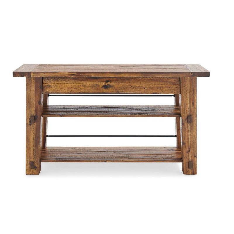 Durango Industrial Wood Console/Media Table with Two Shelves Dark Brown - Alaterre Furniture, 4 of 9