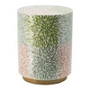 HDZNVF D14x18 inch Cylindrical Garden End Table, Accent Side Table, Green and Pink - 3 of 4