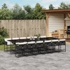 vidaXL Patio Dining Set with Cushions Table and Chairs Outdoor Poly Rattan - Black and Cream Glass 12 Piece - 2 of 4