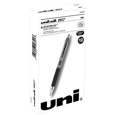 Uniball Signo 207 Gel Pen 12 Pack, 1.0Mm Bold Black Pens, Gel Ink Pens