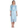 Casual Nights Women's Satin 2 Piece Robe and Nightgown Set - Embroidered Blue - Large - 2 of 4