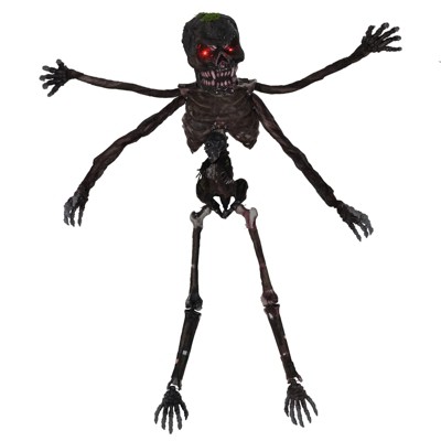 Tangkula Halloween Animatronics Indoor 6Ft Halloween Decorations with 4 Arms Red LED-lit Eyes & Spooky Sounds Hanging Scary Prop