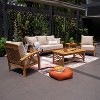 Cambridge Casual 5pc Carmel Teak Wood Outdoor Patio Conversation Set with Tan Cushions - 2 of 4