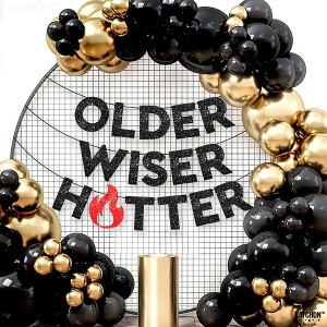 KatchOn Older Wiser Hotter Glitter Black Banner - 10 Feet, Reusable, Adult Birthday Decorations - 1 of 4