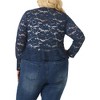 Agnes Orinda Women's Plus Size Long Sleeve Tie Front Sheer Lace Crop Cardigan - 4 of 4