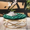 Rumi Tufted Velvet Ottoman - Emerald/Gold - Safavieh - 2 of 4