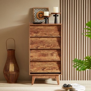 4 Drawer Double Dresser Features Vintage-style and Bevel Design - 1 of 4