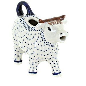 Blue Rose Polish Pottery D081 Manufaktura Cow Creamer - 1 of 2