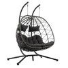 2 Persons Egg Chair With Stand, Large Rattan Wicker Swing With Headrest, Thick Cushion, Indoor Outdoor Hanging Basket Chair - 3 of 4