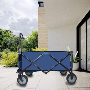 Outdoor Multi-Function Folding Wagon, 4-Wheel Collapsible Beach Cart for Camping, Shopping, Utility Hauler with Quick-Fold Design, Fits Yards Beaches - 1 of 4