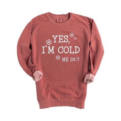 Simply Sage Market Women's  Garment Dyed Graphic Sweatshirt Yes I'm Cold