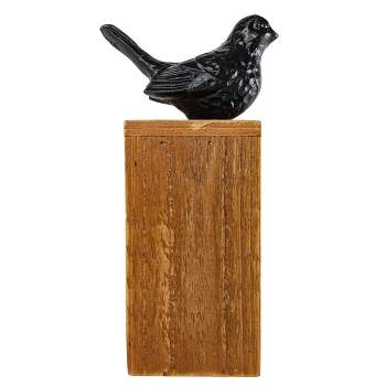 Black Bird Figure Cast Iron, Wood & MDF - Foreside Home & Garden