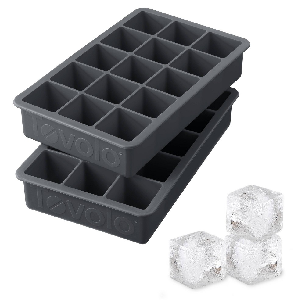 Tovolo Set of 2 Perfect Ice Cube Trays Charcoal