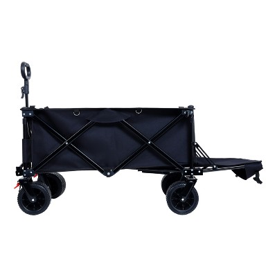 INFURNIC Wheelbarrows And Lawn Carts Collapsible Folding Wagon, Foldable Beach Wagon Garden Cart For Garden, Black, 46.85"*22.05"*41.34"