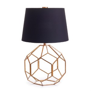 Plum & Post 26.25" Melrose 60W Modern Premium Geometric Shaped Brass Office Desk Lamp w/ Oversized Black Shade - 1 of 1