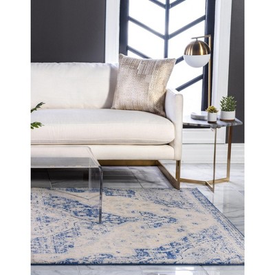 Oxfordshire Braided Edge 8' x 10' Blue Medallion Synthetic Rug