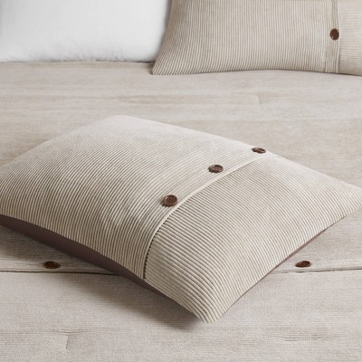 Tan Full Corduroy Comforter Set with Decorative Pillows