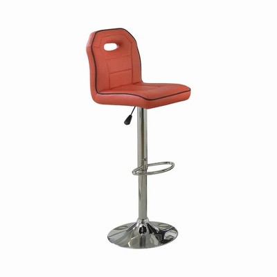 Set of 2 Metal based Swivel Barstools with Adjustable Height Red - Benzara