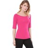INSPIRE CHIC Women's Half Sleeves Scoop Neck Fitted Layering Soft T-Shirt - 4 of 4