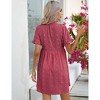Maternity Swiss Dot Dress Summer V Neck Short Sleeve Button Down Mini Dress Baby Shower Photoshoot with Pockets - 4 of 4
