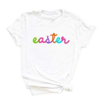 Simply Sage Market Women's Tinsel Easter Short Sleeve Graphic Tee - S - White