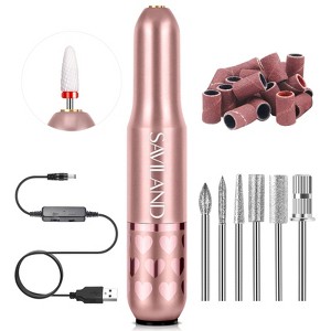 Saviland Exclusive Love Series Electric Nail Drill - Portable Efile Machine with Complete Drill Bits Rose Gold - 1 of 4