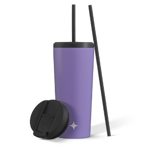 JoyJolt Vacuum Insulated Tumbler with Flip Lid and Straw Stainless Steel Tumbler for Hold/Cold Drinks Leakproof Water Bottle - 1 of 4