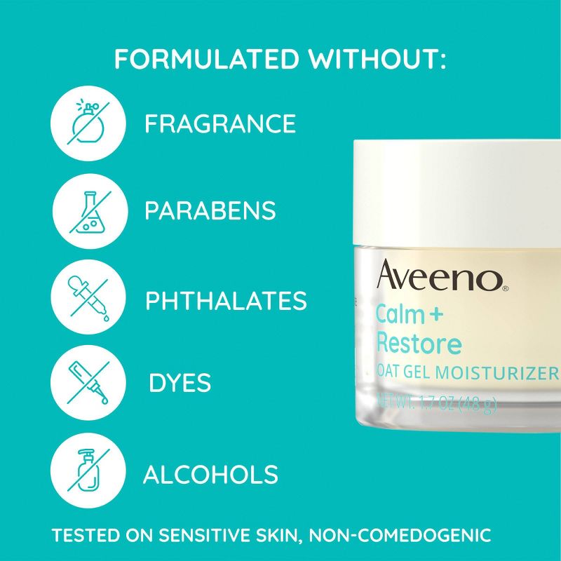 Aveeno Calm + Restore Facial Moisturizer for Sensitive Skin - Fragrance Free - 1.7 oz, 6 of 14