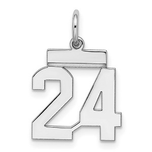 Black Bow Jewelry Sterling Silver, Athletic Collection, Small Polished Number 24 Pendant - 1 of 4